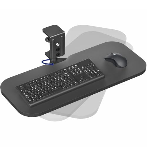 VIVO Black Clamp-on 23 x 10 in Rotating Keyboard Tray, MOUNT-KB04CB