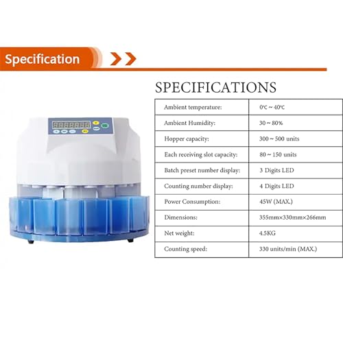 CHANGLKJ Coin Sorter Machine, Electric Coin Counter with Fault Self-Check Function, 216 Units/min and LED Display Easy to Observe, Supports All Coins and Durable, for Businesses, Shops, Supermarket