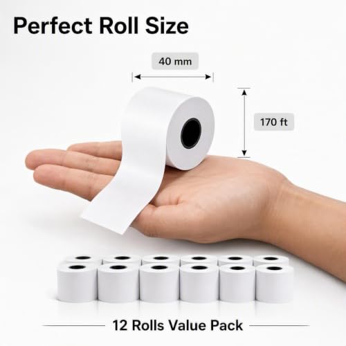 Sticky Linerless Thermal Label Rolls (1 1/2" x 170', 40mm) 12 Rolls