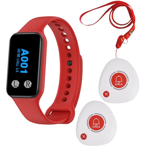 WNKRUN Wireless Caregiver Pager System with 2 Portable Waterproof Buttons