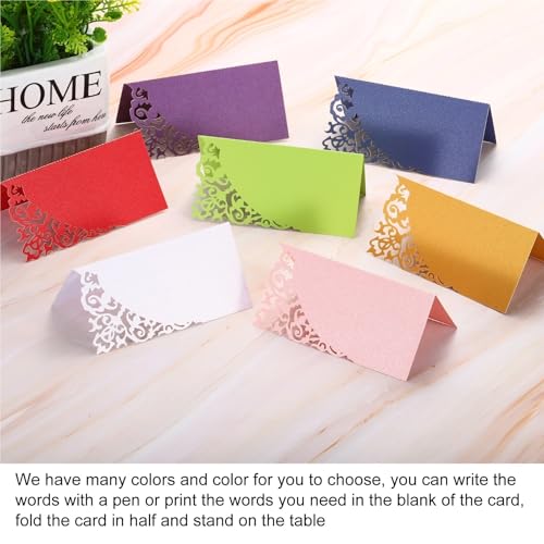 White Blank Tent Place Cards 200pcs Table Name Place Cards 3.9 x 3.9" Favor Decor Hollow Design Seat Blank Card for Wedding Party Seating Place Cards(Color11)