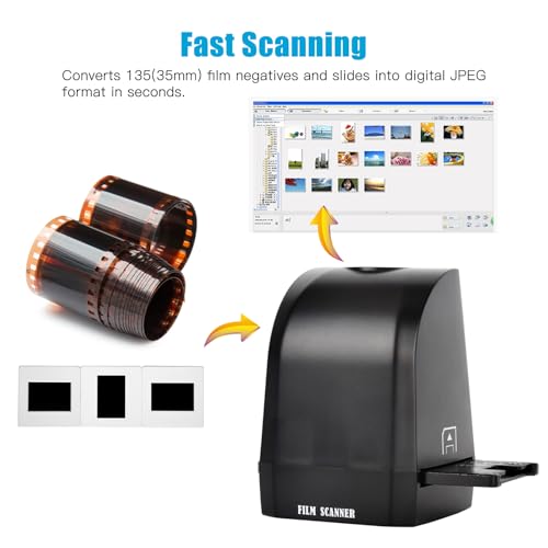 Film Slide Scanner, 8MP Negative Film Scanner Viewer, Convert 35mm/135mm Slides to Digital JPEG Photos,Support Image Preview, Editing Functions