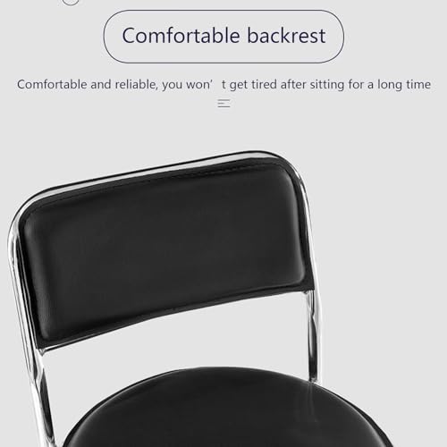 Heavy Duty Height Adjustable Rolling Stool 360° Rotating Drafting Chair with Backrest and Footrest Multi-Purpose Office Desk Rolling Swivel Salon for Barber Shop Nail Salon Office (Red) (Black )