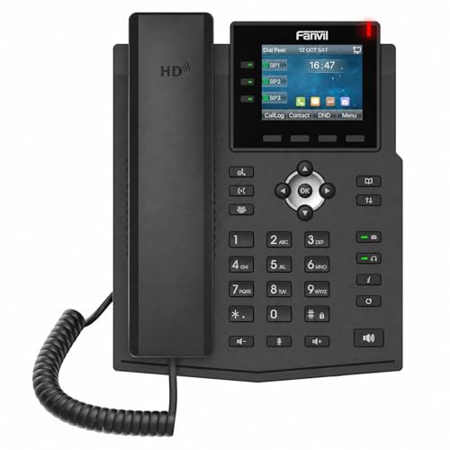 Fanvil X3U Pro Entry Level Gigabit IP Phone, 2.8 Inch Color Screen, 6 SIP Lines, HD Wideband Audio, Dual Gigabit PoE, EHS Headset Supported Small Office VoIP Phone