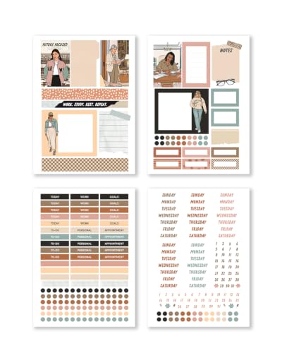 My Comeback Era Monthly Planning Kit Bundle | Academic Aesthetic Planner Sticker Kit with Washi Papers, Vellum, Journaling Pages & Functional Stickers