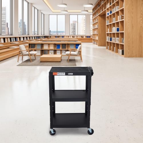 LUXOR UCMT1 Adjustable-Height Steel Utility Cart - Black