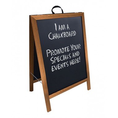 A-Frame Sidewalk Chalkboard Sign – Double Sided - Stained Wood Frame - (24” X 32”)
