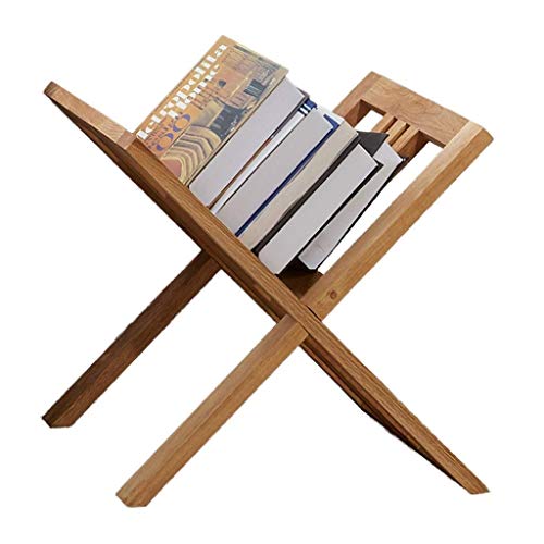WANGKENSU Rack Oak Wood Newspaper Rack Floor Rack Newspaper Rack Storage Rack Picture Book Rack Data Rack (Color : Wood Color Size : 39 36 35CM)