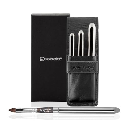 Escoda | Watercolour | Versàtil Set with 3 Filbert Travel Brushes for Watercolour | Size 2,6,10 | 3 Brushes | Synthetic Kolinsky | Filbert