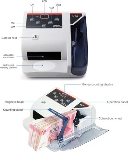 Acivirdde Portable Money Counter, Worldwide Currency Cash Banknote Bill Counting Machine Detector Counterfeit Detection,for Foreign Currency