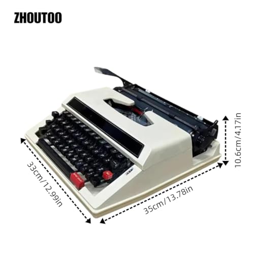 ZHOUTOO Vintage Mechanical English Typewriter with Original Carrying Case - Smooth Keys for Easy Typing - Manual Typewriter Ideal for Writers, Collectors, and Office Use