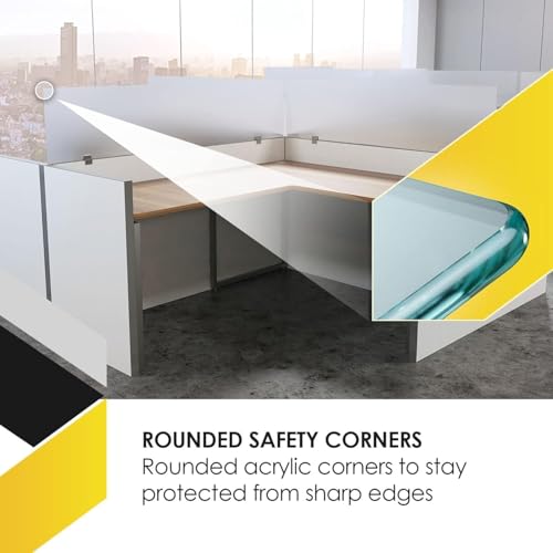 OBEX Acrylic Mounted Small Brackets Quality Desk Privacy Panel & Divider for Your Office Cubicle-Increase Separation & Improve Productivity, 12" x 42", Frosted