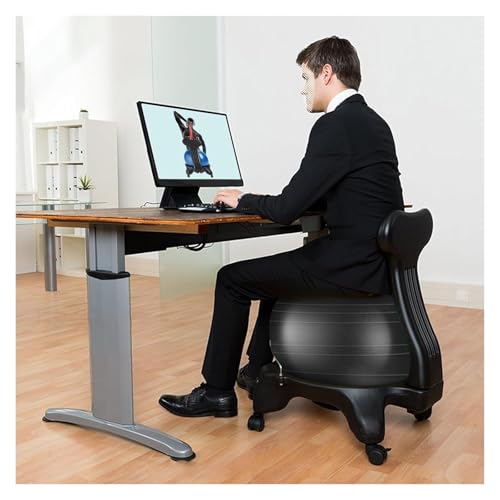 OneGrifN Yoga Ball Chair,Yoga Ball，Exercise Ball, Yoga Ball Chair Stability Exercise Ball Chair for Office Black Yoga Ball Chair with Wheels &Back Support Balance Ball Seat to Relieve