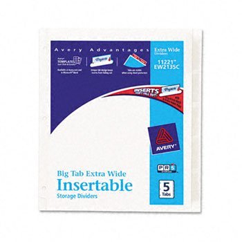 Avery WorkSaver Big Tab Paper Dividers INDEX,BNDR,LTR,5CLR/ST 15 (Pack of50)