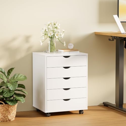 CNEIESD Storage Cabinet 5 Drawer on Wheels Rolling Cart for Office Bedroom