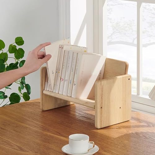 Desktop Bookshelf, Wooden Book Rack Shelf Organizer, Stable Bookshelves Storage, for Magazines, Books, Files