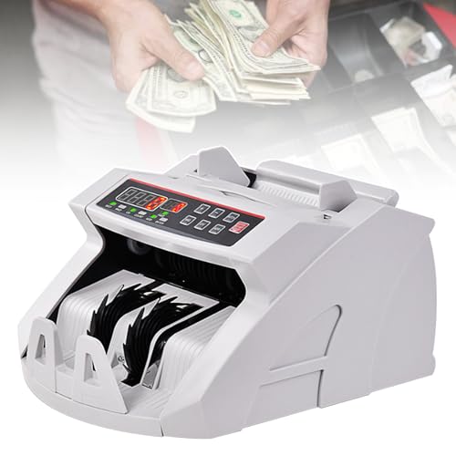 Multi Currency LED Counterfeit Detector, Foreign Banknote Counting Machine, UV/Mg Double Detection for Cash, 900 PCS/Min, Easy to Use,White-NUM
