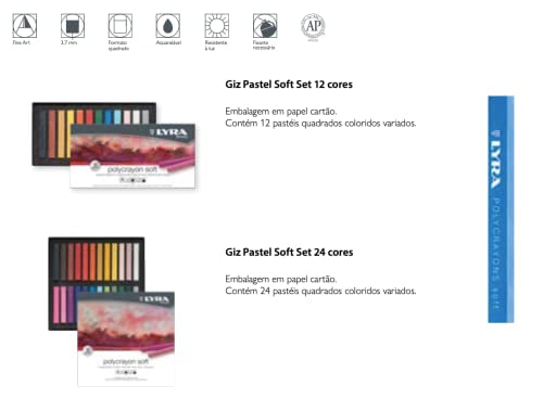 Lyra Polycrayons Soft Pastel Crayons, Set of 24 Crayons, Assorted Colors (5651240)