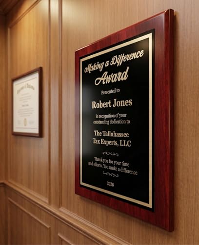Personalized Award Plaque for Employee Apprecication and Recognition - Making a Difference Award - Choose Your Style and Size (10.5x13 Rose Piano Wood)