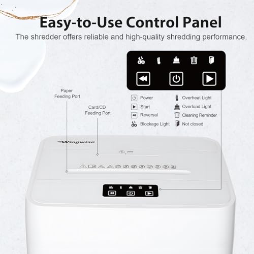 Wingwise Ultra Low Noise 42dB Paper Shredder for Home Office White