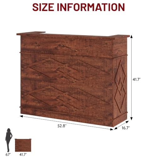 Yuanzaifeng Reception Desk with Transaction Counter,Laminate Standing Front Desk (Brown)