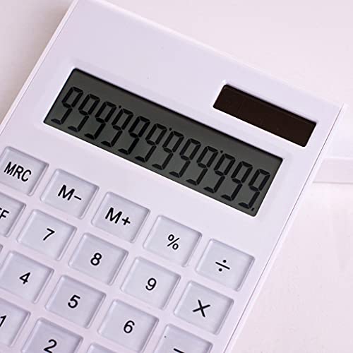 NSUQOA 12 Digits Large Display Desktop Calculator Thin Solar & Battery Power Crystal Buttons Basic Counter for Home Office