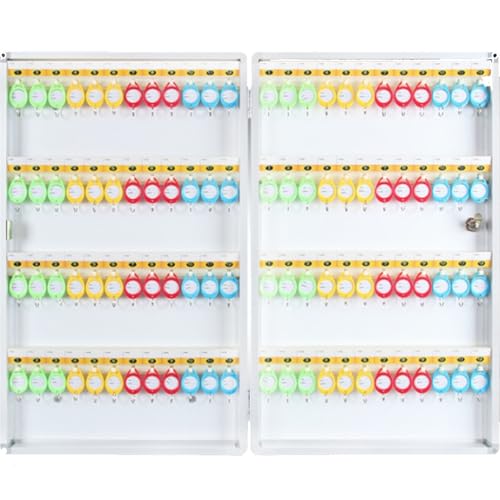 MPYEKP Small Key Lock Box, Locked Key Rack Wall Mount, with Key Lock, Key Hooks & Tags Key Labels(96Key)