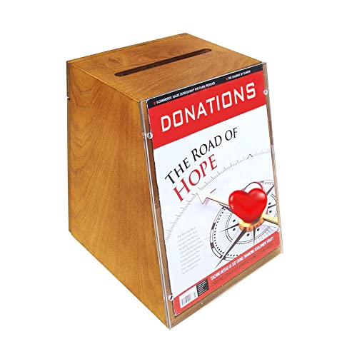 FixtureDisplays® Donation Box Tithing Box Suggestion Ballot Box Fund-Raising Box with 8.5x11" Acrylic Sign Holder 21275-MO
