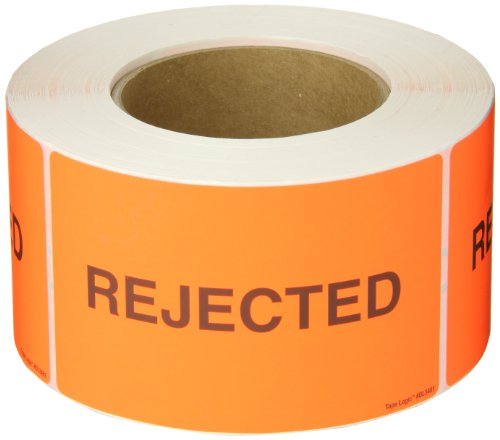 Aviditi Tape Logic 3" x 5","Rejected" Fluorescent Red Sticker, for Shipping, Handling, Packing, and Moving (1 Roll of 500 Labels)