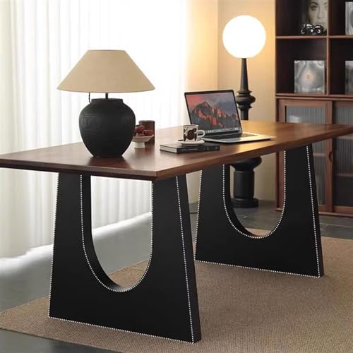 FYorbitH Sit Stand Up Desk Solid Wood Dining Table Walnut Color Living Room Long Desk Conference Office Sub(140 * 70 * 75cm)