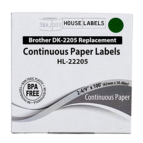 HouseLabels Compatible with Brother DK-2205, Color Combo, 2-4/9" x 100'