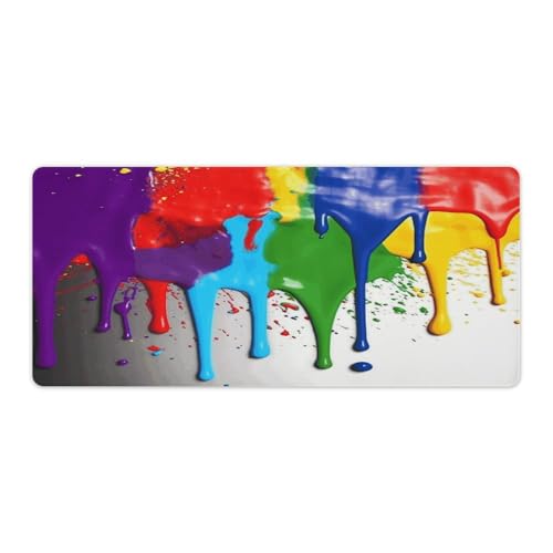 Paint Splatter Backdrop Locked Edge Desk Mat & Mouse Pad Premium Rubber Desk Protector Large Size for Laptop/Keyboard Multi-Size Optional for Home Office Internet Cafe