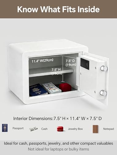 TIGERKING 1.2 Cu Ft Small Safe Box, White Security Safe with Digital Keypad