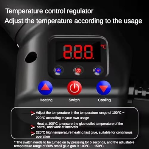 Xiaojuandm Heavy Duty Hot Glue Gun, Professional Digital Temperature Adjustable Handheld Electric Power Full Size Hot Glue Gun, for DIY, School Craft and Home Repairs,150W