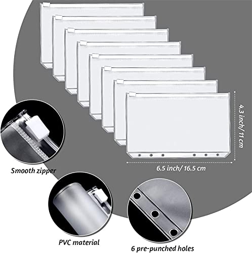 A6 Glitter PU Leather Binder Budget Envelope Planner Organizer System with Clear Zipper Pockets Expense Sheets(One Size)