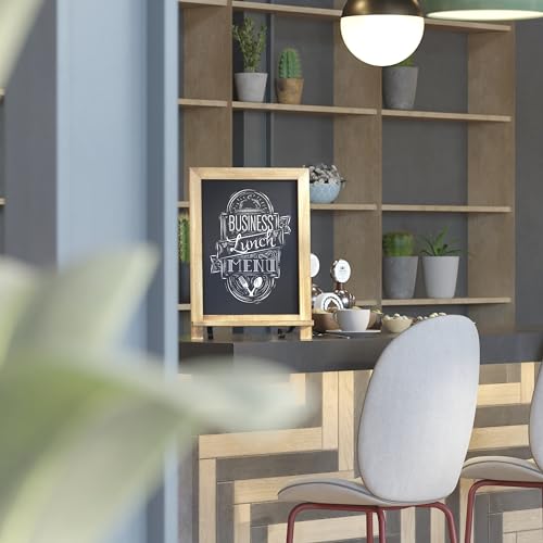 BizChair 10 Pack Tabletop Magnetic Chalkboards - Torched Wood Finish - 9.5" x 14" - Metal Folding Legs - Hanging Message Board - Counter Memo Board