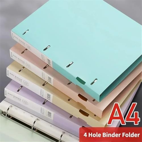Filing Envelopes A4 Loose-Leaf Folder Document Display Book 4 Holes Loose-Leaf Folder Colour Waterproof File Ring Office Stationery(Green)