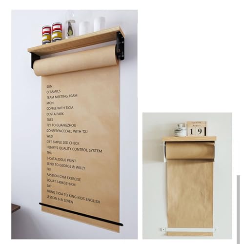 LGRFUXIN Beige,24'' Wall Mounted Kraft Paper Roll Dispenser & Cutter, for Home Decor, to-do Lists,Menu,Grocery Lists,Gift,DIY Room,Doodle Painting&Art Projects