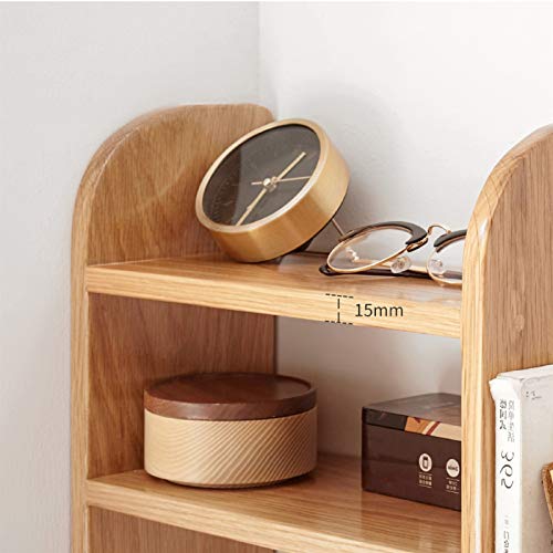 BINGQIAN Standing Bookcase Natural Oak Desk Bookshelf Expandable Desktop Organizer Table Top Bookcase, Extension Book Rack Adjustable for Office and Home Desktop Book Stand