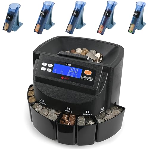 LLIKED Coin Counter & Sorter Machine 5 US Coins 50 Wrappers 270/min LCD