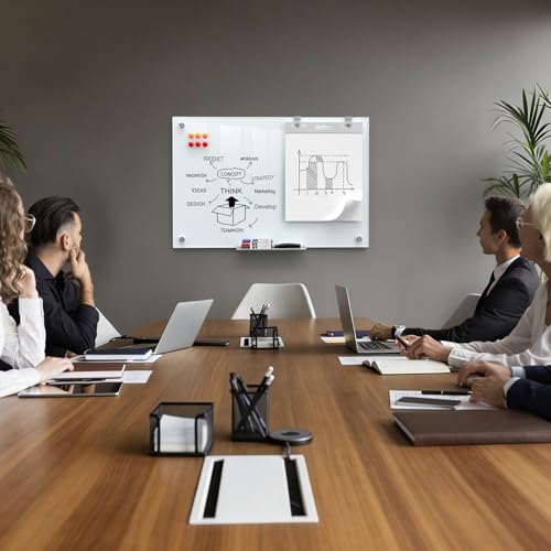 MaxGear Glass Whiteboard Tempered Glass Magnetic Dry Erase Board 36" x 24"