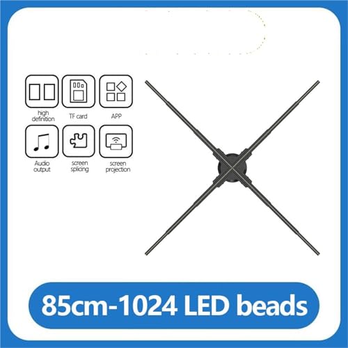 Hologram 3D Ventilador Projetor Advertising Display Luces LED Light Sign Holographic Player Support Images Video Draw Audiences(85cm 1024LED)