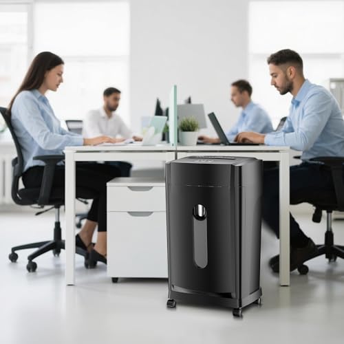 KRT KRT KRT Paper Shredder for Office Home, 18-Sheet Micro Cut Paper Shredder Auto Feed Cross Cut with 8 Gallons Bin, P-4 High Security Level, Shreds CDs/DVDs, Black