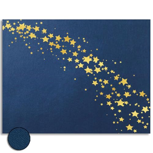 PaperDirect Milky Way Stars Certificate Jackets, 9 Inches x 12 Inches Folded, Blue with Gold Foil, Certificate Cover for School, Work, Diplomas, Graduation & Awards, Certificate Holder, 50 Count