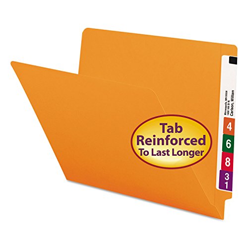 Smead End Tab File Folder, Shelf-Master Reinforced Straight-Cut Tab, Letter Size, Orange, 100 per Box (25510)