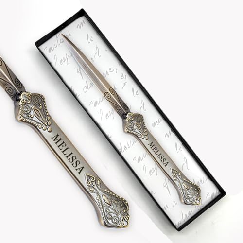 Personalized Antiqued Metal Letter Opener – Handcrafted in USA Vintage Paper Knife 7" – Custom Engraved Monogram Gift for Executive Desk Accessory- Choice of Monogram Style