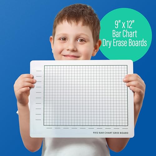 Flipside Products 9" x 12" Two Sided Chart Grid Board, Grid Lines, Graphing Charts for Home and Classroom, Math Manipulatives, Pack of 12