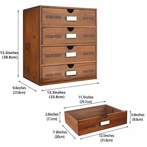 PACKGILO Large Wooden Drawers Wooden Box with Drawer Brown