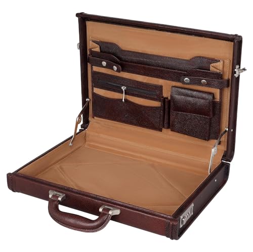 ACEKING Premium Full Grain Leather Briefcase for Men Executive 17'' Laptop Attache Case Business Work Bag (Brown)