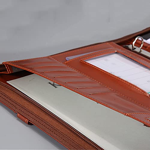 Filing Envelopes Portable Folder Multi-Function A4 Zipper Folder with Multiple Storage Bags Leather Clipboard Business Data Binder（Black/Brown） Plastic Folders (Color : Black)